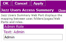 Figure 2: Editor for Jazz Users Access Summary