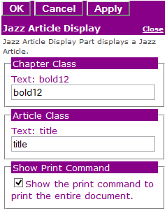 Figure 2: Editor for Jazz Article Display