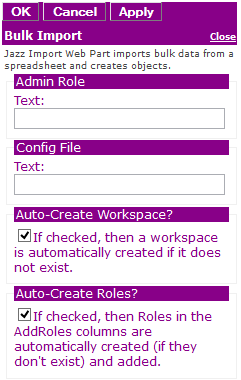 Figure 2: Editor for Jazz Bulk Import