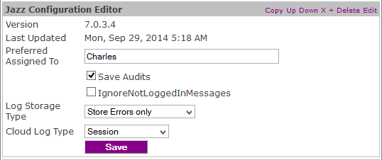 Figure 1: Jazz Configuration Editor