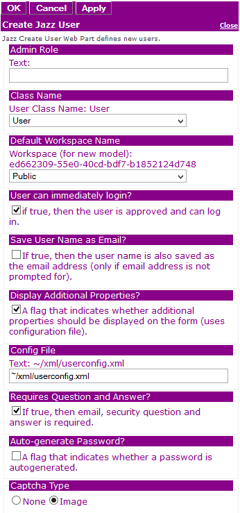 Figure 3a: Editor for Jazz New User form