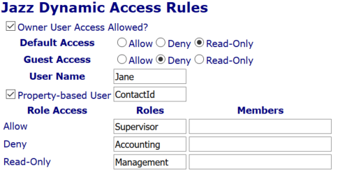 Figure 3: Jazz Dynamic Access Rules with Roles
