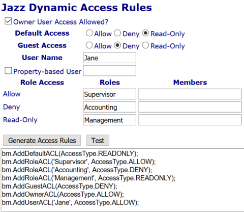 Figure 1: Jazz Dynamic Access Rules