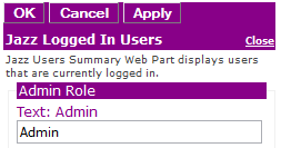 Editor for the Jazz Logged In Users Web Part