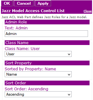 Figure 2: Editor for Jazz Model Access Control List