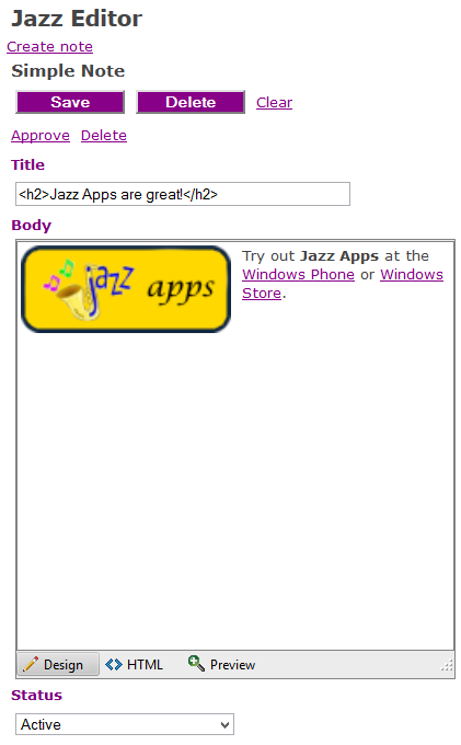 Figure 3: Jazz Note Editor