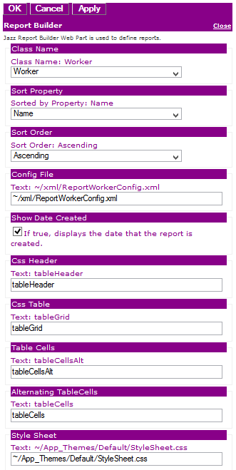 Figure 3: Editor for Jazz Report Builder