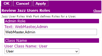 Figure 2: Editor for Review Jazz Users Roles