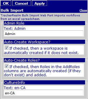 Editor for Bulk Import Web Part