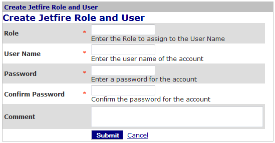 Create Jetfire User with Role