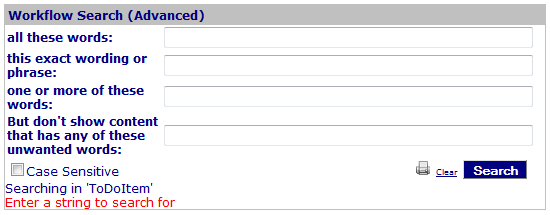 Advanced Search for Workflows