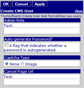 Editor for CMS Create User Form