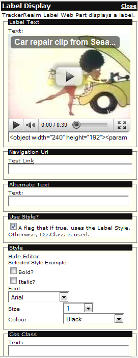 Figure 2: Label Editor