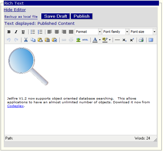 Figure 2: Edit using Rich-Text
