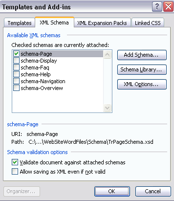 Figure 1: XML Schema Dialog
