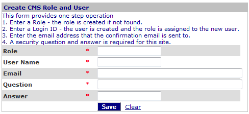 Figure 1: Create User with Role Form