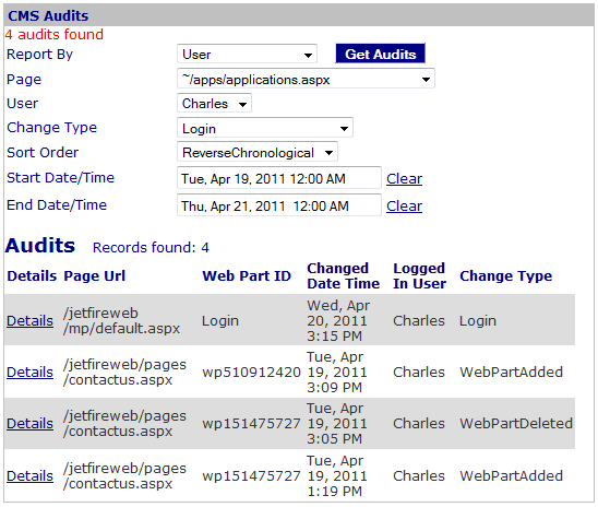 Figure 2: CMS Audits search