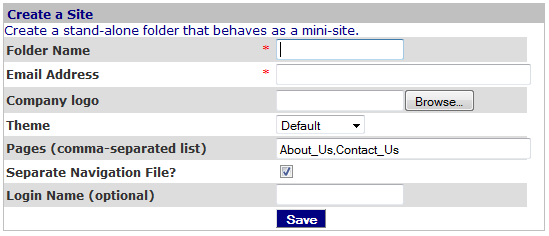Figure 1: Create Site