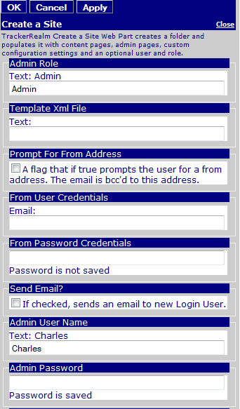 Figure 2: Create Site Editor