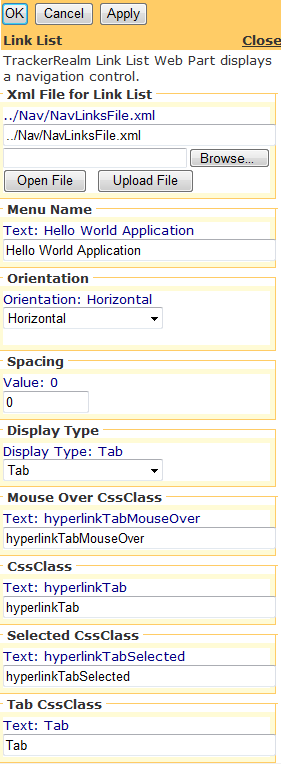 Figure 5: Link List Editor