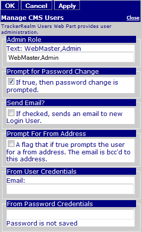 Figure 2: Editor for Manage CMS Users
