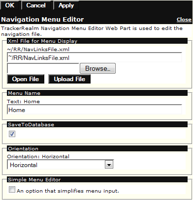 Figure 5: Navigation Menu Editor