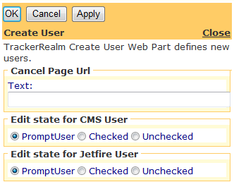 Editor for CMS Create User Web Part
