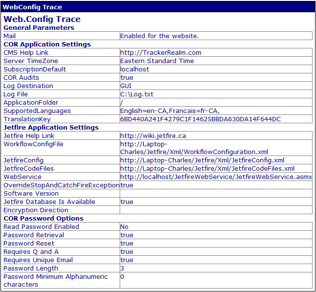 Figure 1: Web.Config Parameters