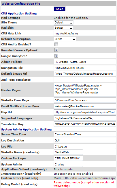 Figure 1: Web.Config Parameters