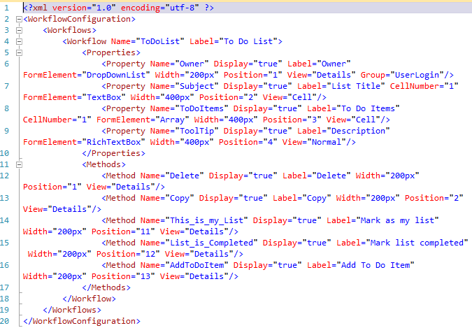 Figure 2: Example of a Workflow Configuration file