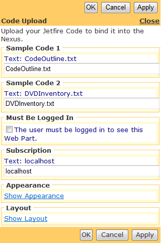 Editor for Jetfire Code Upload Web Part
