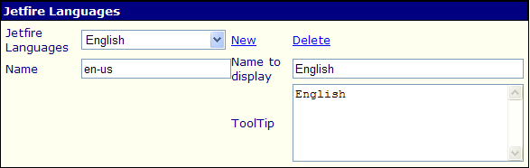 Jetfire Languages Web Part