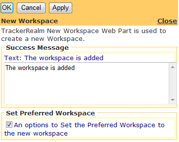 Editor for New Workspace Web Part