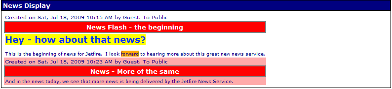 Jetfire News Display Web Part