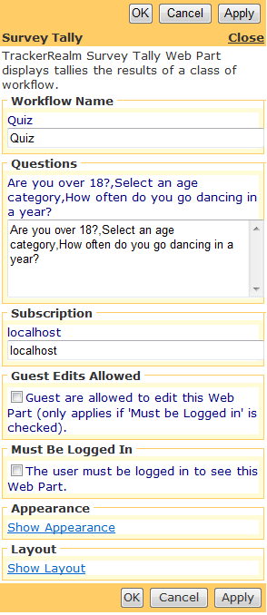 Editor for Jetfire Survey Tally Web Part