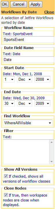 Editor for Jetfire Workflow Navigation By Date Web Part