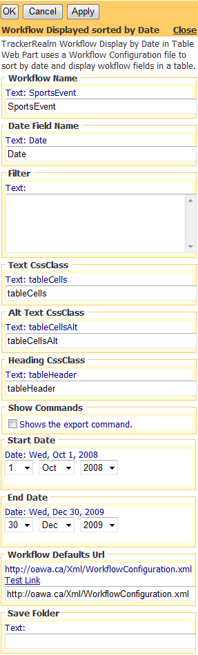 Editor for Workflows sorted by date