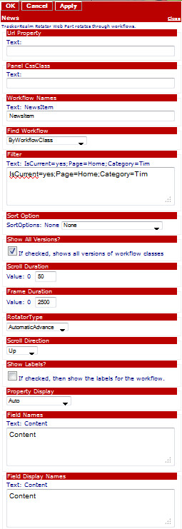 Editor for the News Display Web Part