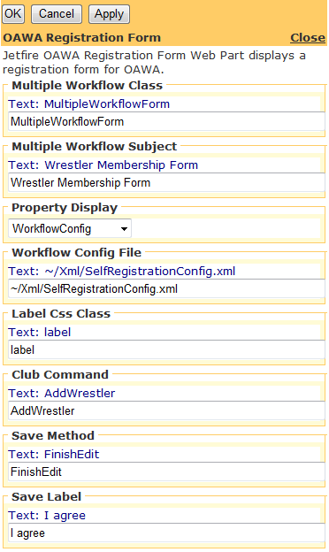 Editor for the Registration Form